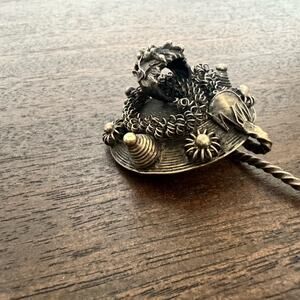 VTG Chinese Dragon Hair Pin Hat Pin Kanzashi Letter Opener Gold Tone Ornate
